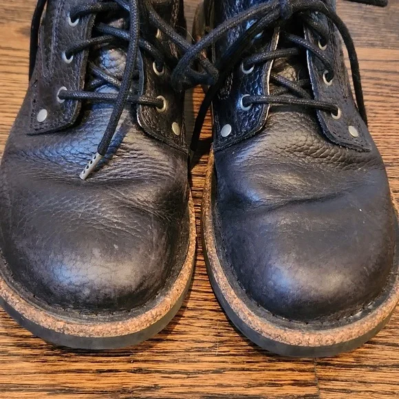 Black Leather Lace-Up Boots - Picture 8 of 9